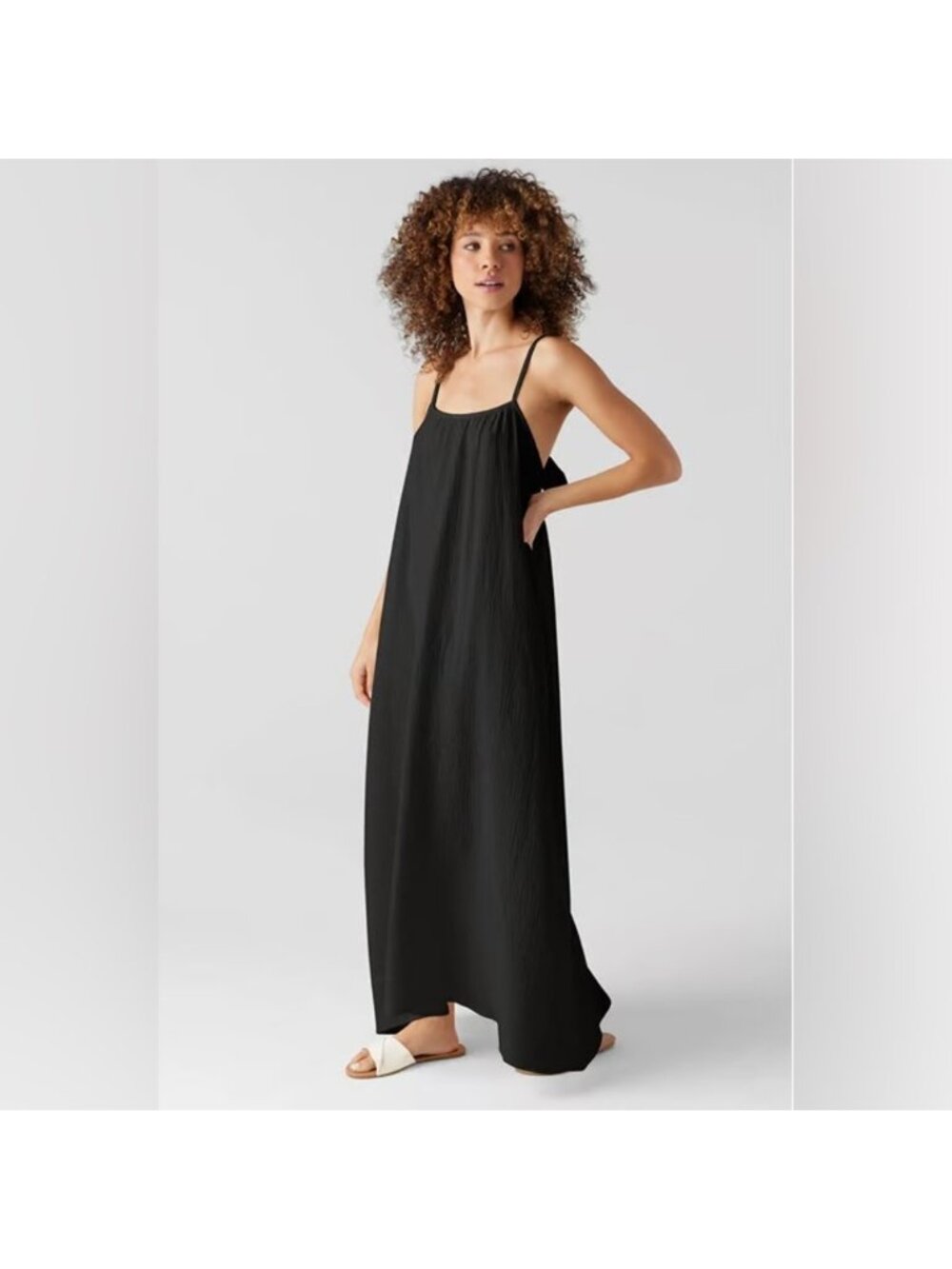 Sol Angeles Black strappy Maxi gauzy Dress XS/S